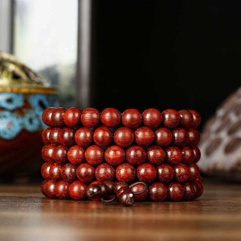 小叶紫檀手串 血檀牛毛纹手链木质文玩情侣饰品佛珠厂家