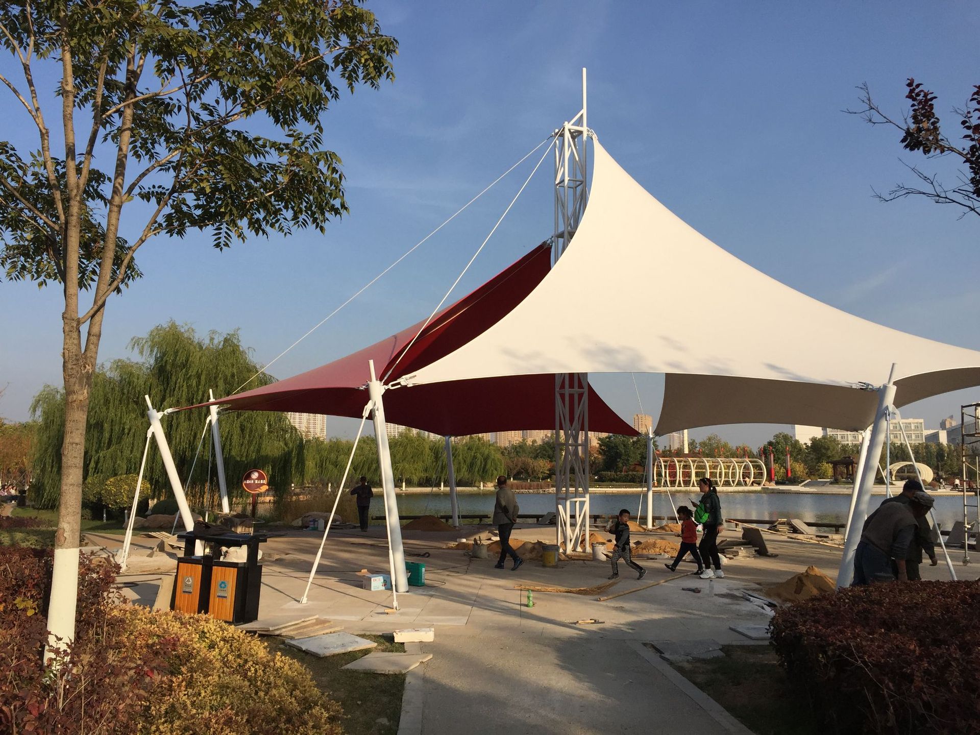 设计安装广场标志性膜结构景观棚公园张拉膜景观篷别墅膜结构