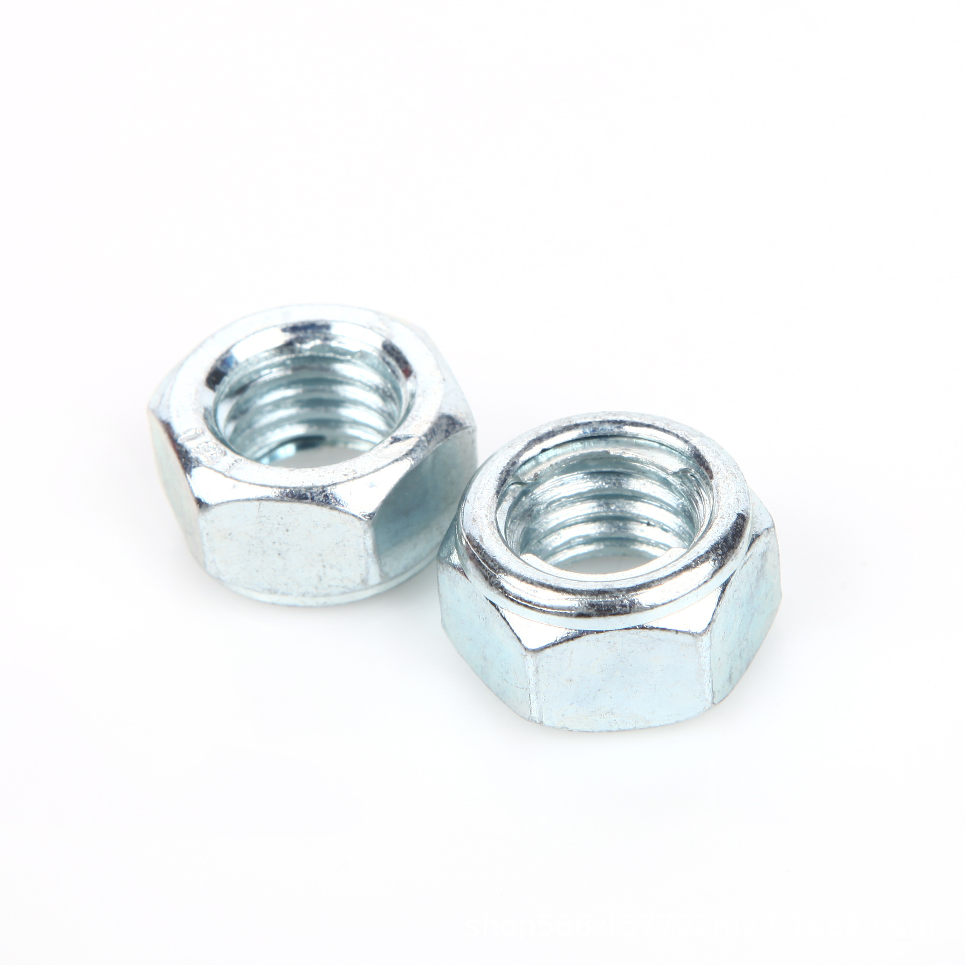 8级镀锌全金属锁紧螺母 gb6184 蓝白锌铁片式锁紧螺母