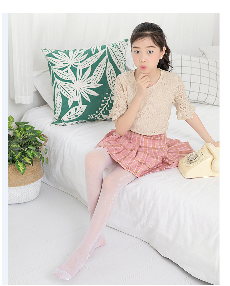 夏季超薄防勾丝儿童连裤袜白色女童舞蹈袜连袜裤3-5-8-12岁防蚊袜