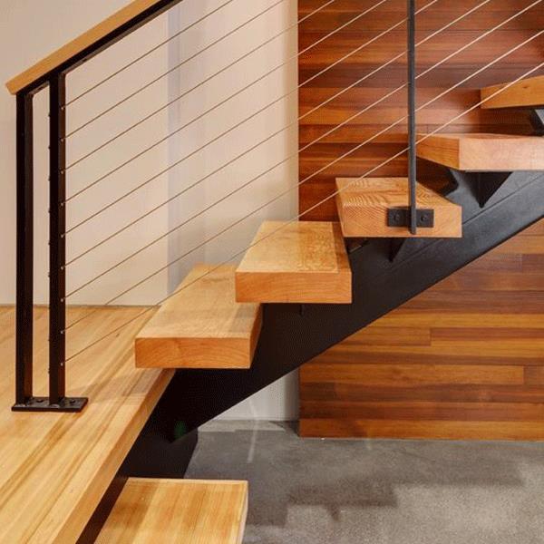 泰国橡胶木踏步直梯 室内使用的钢木楼梯