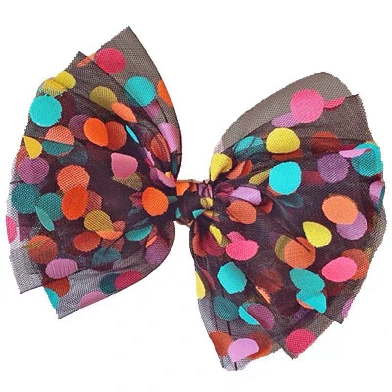 New Transparent Mesh Color Dot Headband Bow Rabbit Ears Exquisite Headband Female European and American Cute Hair Ring