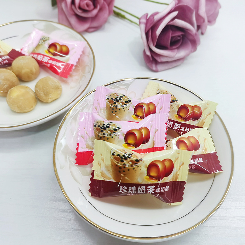 台式珍珠奶茶糖果散装网红创意零食奶茶味奶糖
