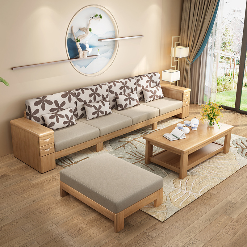 新中式转角实木沙发 木质沙发 现代中式实木组合客厅沙发木沙发