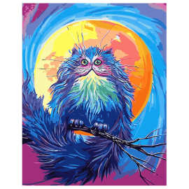 无框diy数字油画猫咪彩色抽象风景欧式装饰画花卉手绘画40x50cm