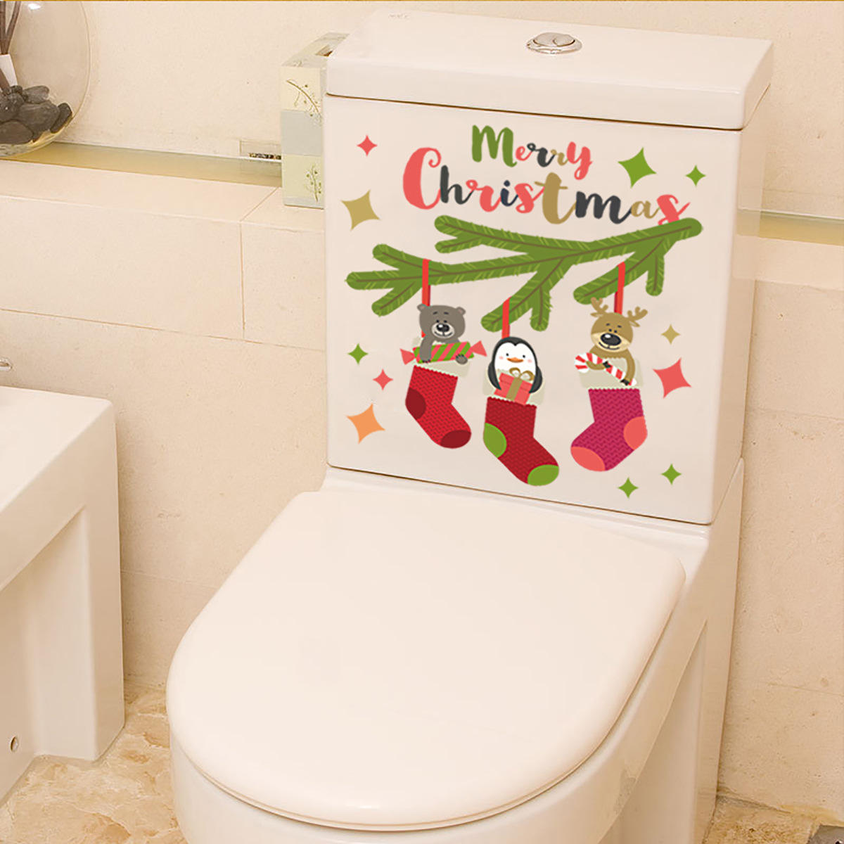 y102圣诞袜子星星墙贴儿童房幼儿园背景墙橱窗圣诞节墙贴