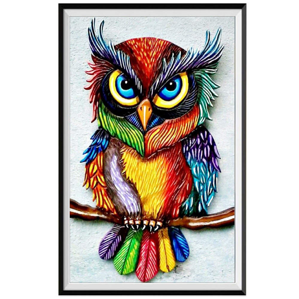 爆款5d钻石画老虎猫狼全圆钻diy十字绣装饰画动物猫头鹰钻石刺绣