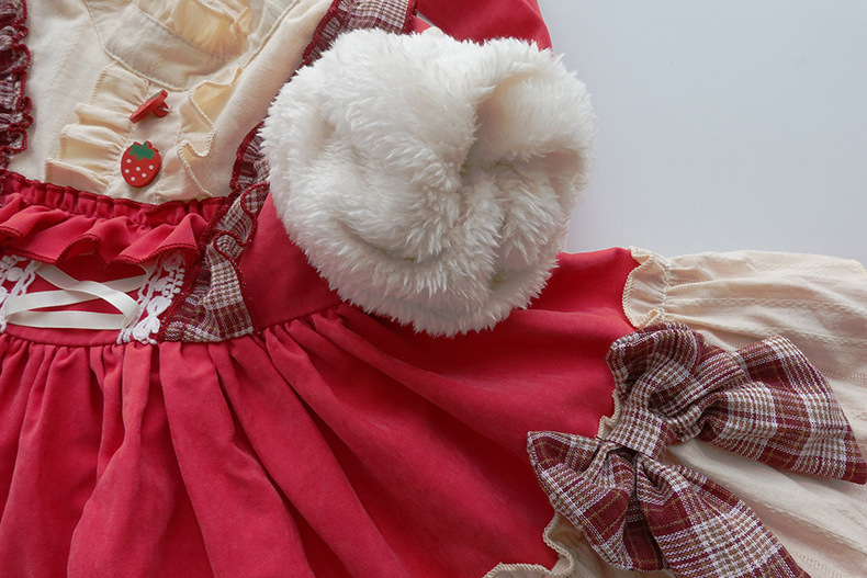 原创冬装加绒洛丽塔裙儿童裙女童lolita儿童复古加厚西班牙连衣裙