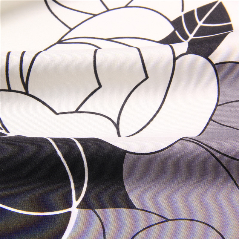 新款手工卷边丝巾女90cm斜纹方巾素色手绘玫瑰花丝巾围巾披肩头巾