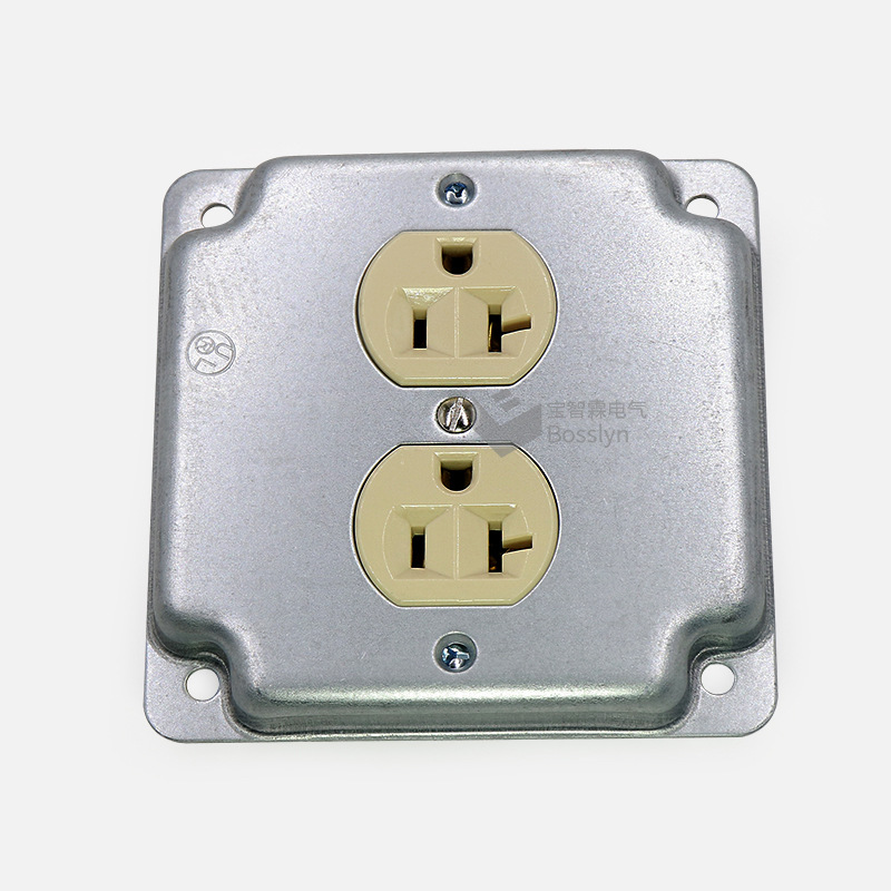 现货美式美标美规双联两孔镀锌面板 台湾加拿大工业插座金属面板