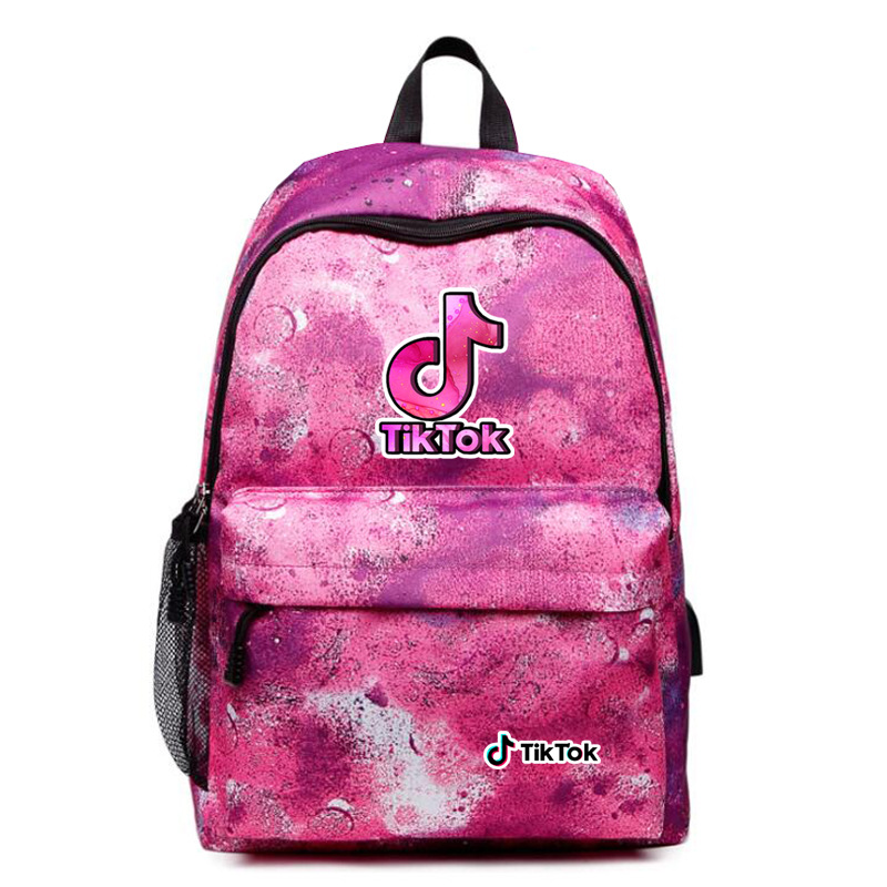 抖音 记录美好生活 tiktok 双肩包usb充电星空背包女学生书包