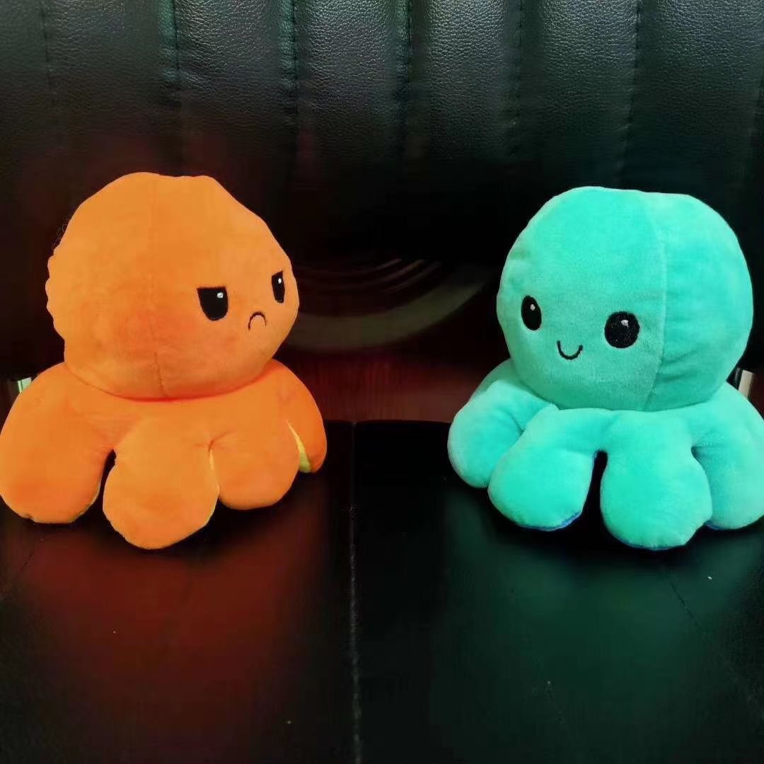 新款毛绒双面翻转章鱼20厘米30厘米40厘米8色八爪鱼现货量大从优