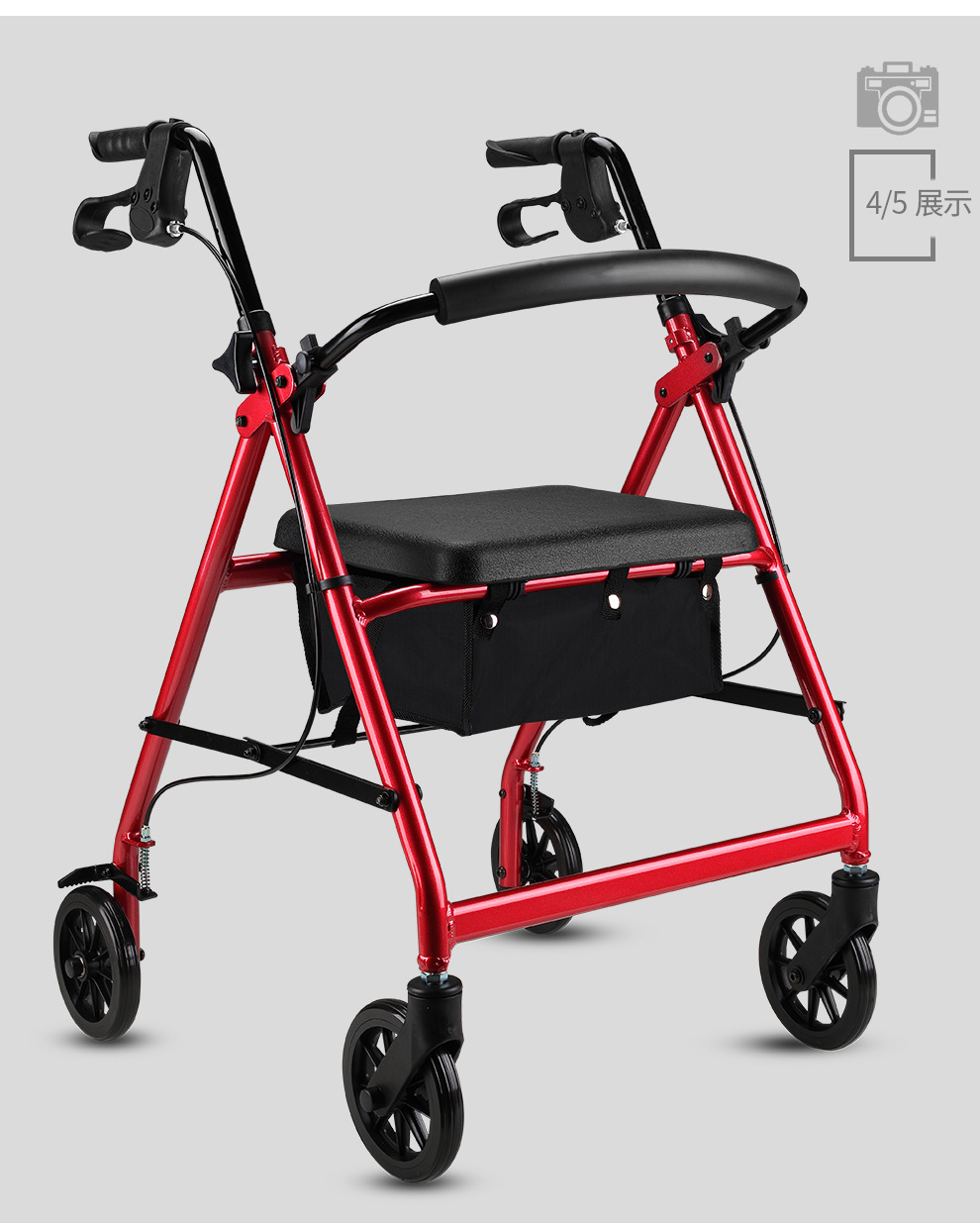 老人手推车可坐老年人助行器铝合金可推轻便家用带座助步购物车