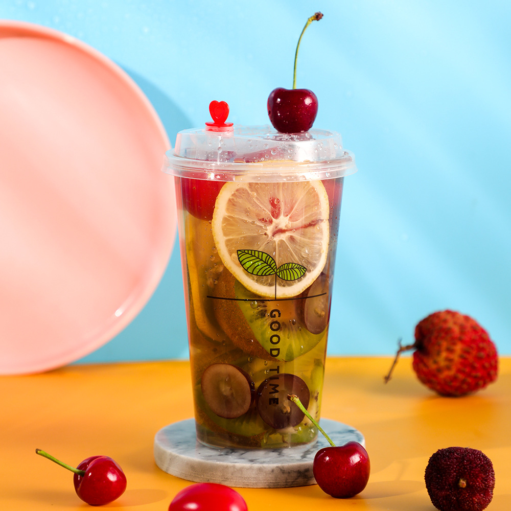 加厚塑料奶茶杯子塑料杯透明塑杯可定制奶茶杯一次性奶茶杯