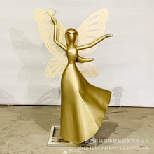 蝴蝶翅膀小女孩纯铸锻铜抽象人物雕塑铸铸铝铁景观人物雕塑装饰品