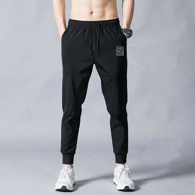   Casual Pants Men's ong Pants Summer Korean Style Ice Silk Thin oose Fashion Brand Quick-Drying Track Pants One Piece Dropshipping