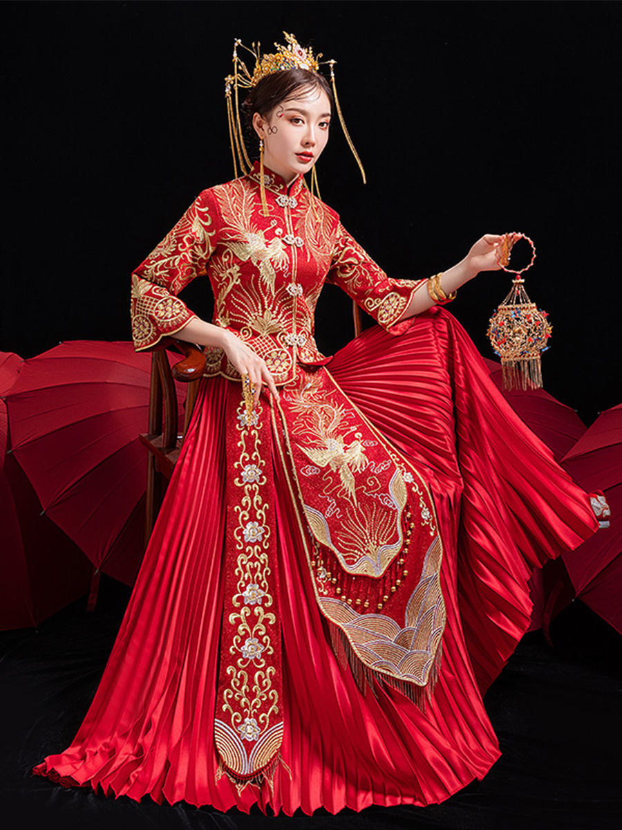 秀禾服新娘女2020新款中式结婚礼服嫁衣凤冠霞帔婚纱简单大方敬酒