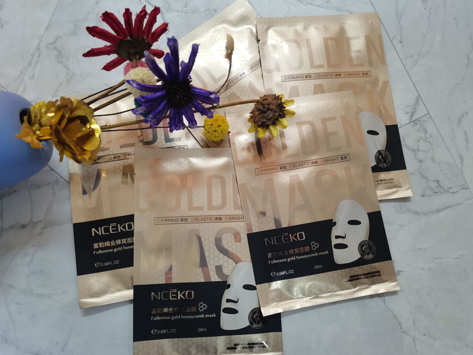 丽颜世家富勒烯金蜂窝面膜28ml(5片装)紧致弹嫩莹亮