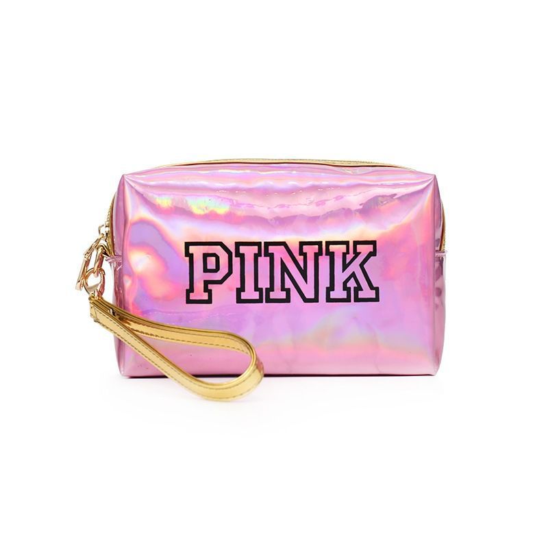 Cross-Border Hot Waterproof Pu Laser Pink Cosmetic Bag Custom Logo Korean Style Women's Portable and Versatile Storage Bag