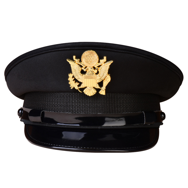 新式军帽香港式大盖帽形象岗保安机长平顶大檐帽子物业售楼部