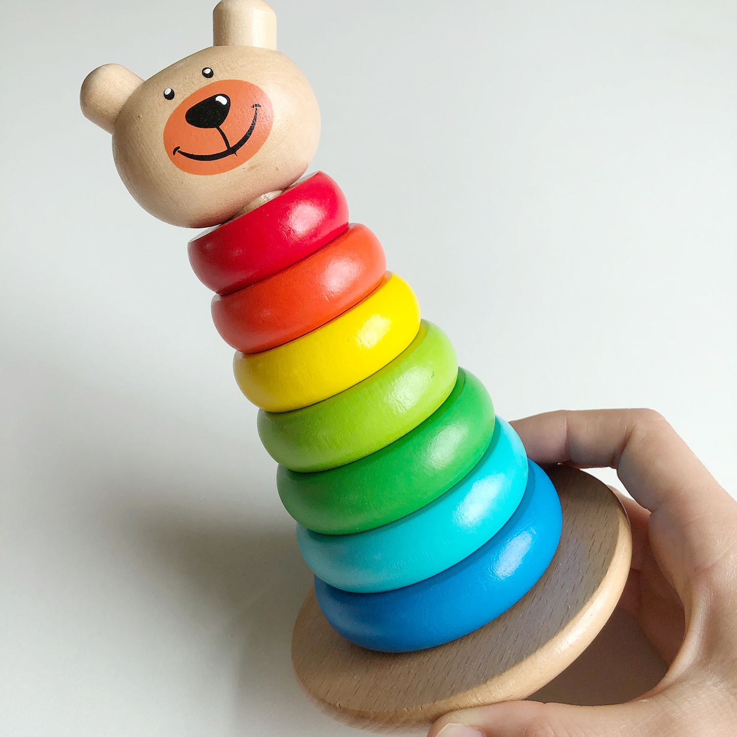 儿童益智玩具木制小熊彩虹圈套塔叠叠积木厂家直销