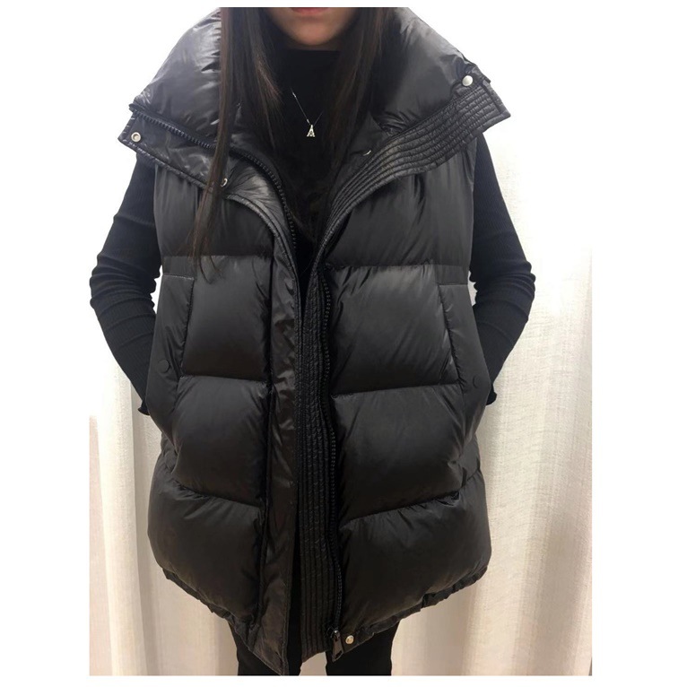羽绒马甲女秋冬高端牛货宽松韩范 加厚白鸭绒立领无袖背心-阿里巴巴