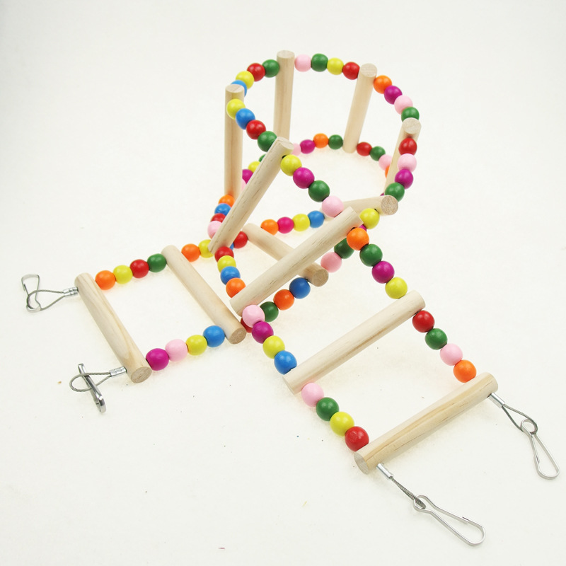 鹦鹉玩具云梯秋千 鹦鹉攀爬软梯子 彩珠啃咬鸟笼站杠鸟玩具用品