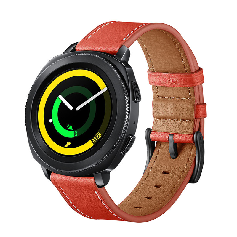 适用三星galaxy watch active1/2压痕尖尾头层皮真皮手表表带20mm
