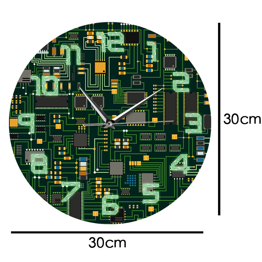 创意线路板图案挂钟 办公室客厅餐厅装饰创意壁钟钟表