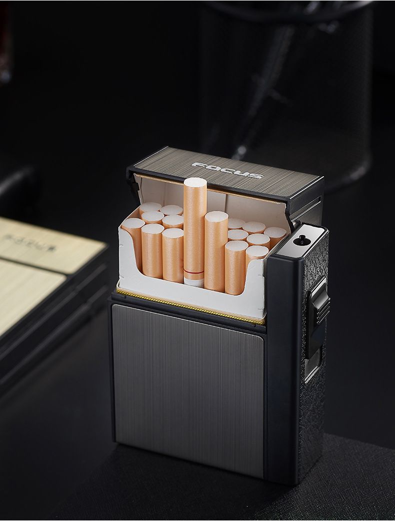 焦点035f烟盒打火机拆卸一体20支装烟盒充气防风打火机便携式直冲