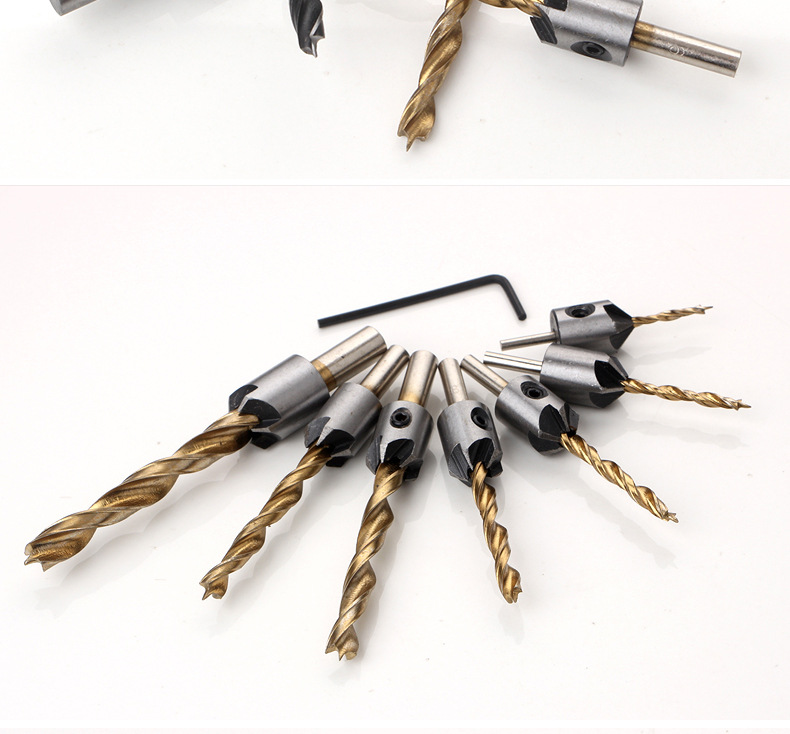 三尖木工沉头钻 扩孔钻头 木工倒角器 导向钻 高速钢钻头3-10mm