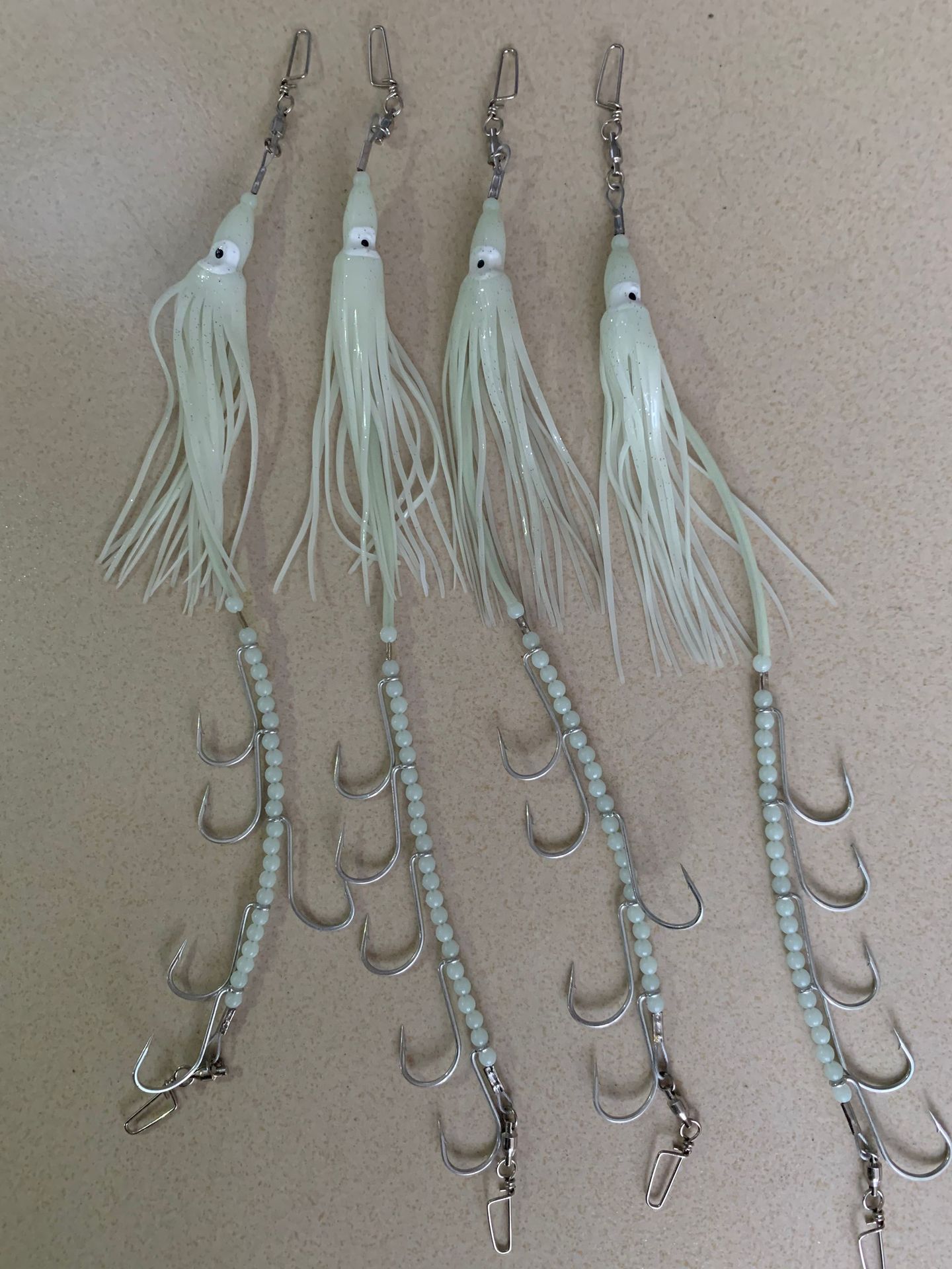 联森新品路亚串钩热带夜光鱿鱼串钩钓刀鱼带鱼夜光挡珠带钢丝章鱼