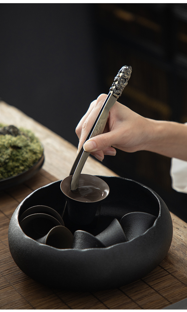 茶道六君子功夫茶具配件过滤网铜制茶夹茶漏普洱茶刀茶勺泡茶套装