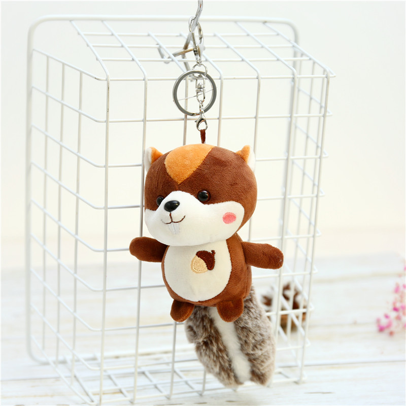 Cute Squirrel Plush Pendant Creative Nut Squirrel Plush Toy Schoolbag Boutique Pendant Key Ring Wholesale