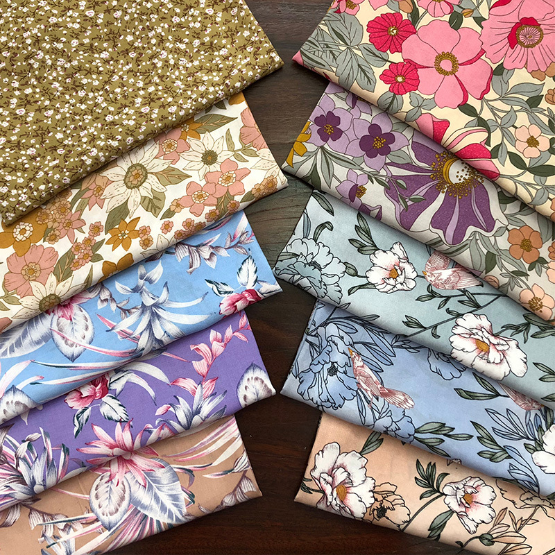 厂家现货批发 人造棉大花印花面料花朵印花布 童装女装连衣裙布料