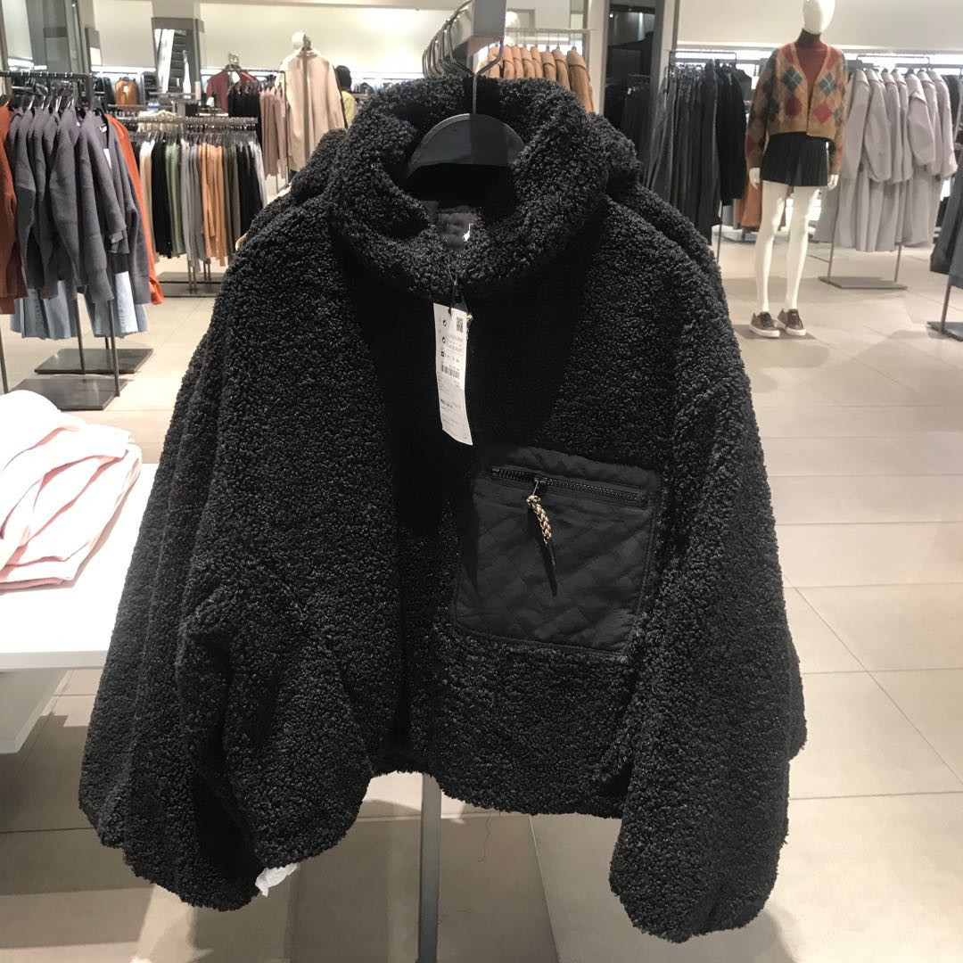 jazz&zara女装2020黑色立领蓬蓬长袖弹力袖加厚棉衣服01255726800