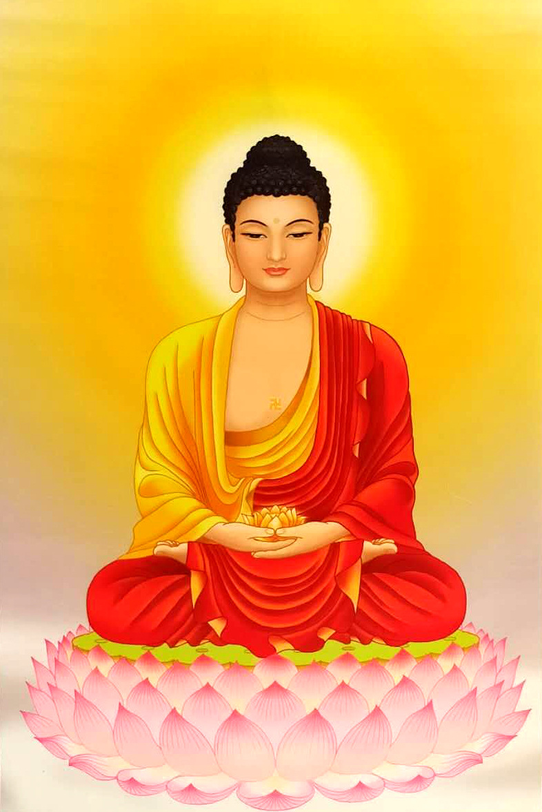 南无本师释迦牟尼佛像挂画阿弥陀佛丝绸卷轴画念佛堂书房讲经堂画