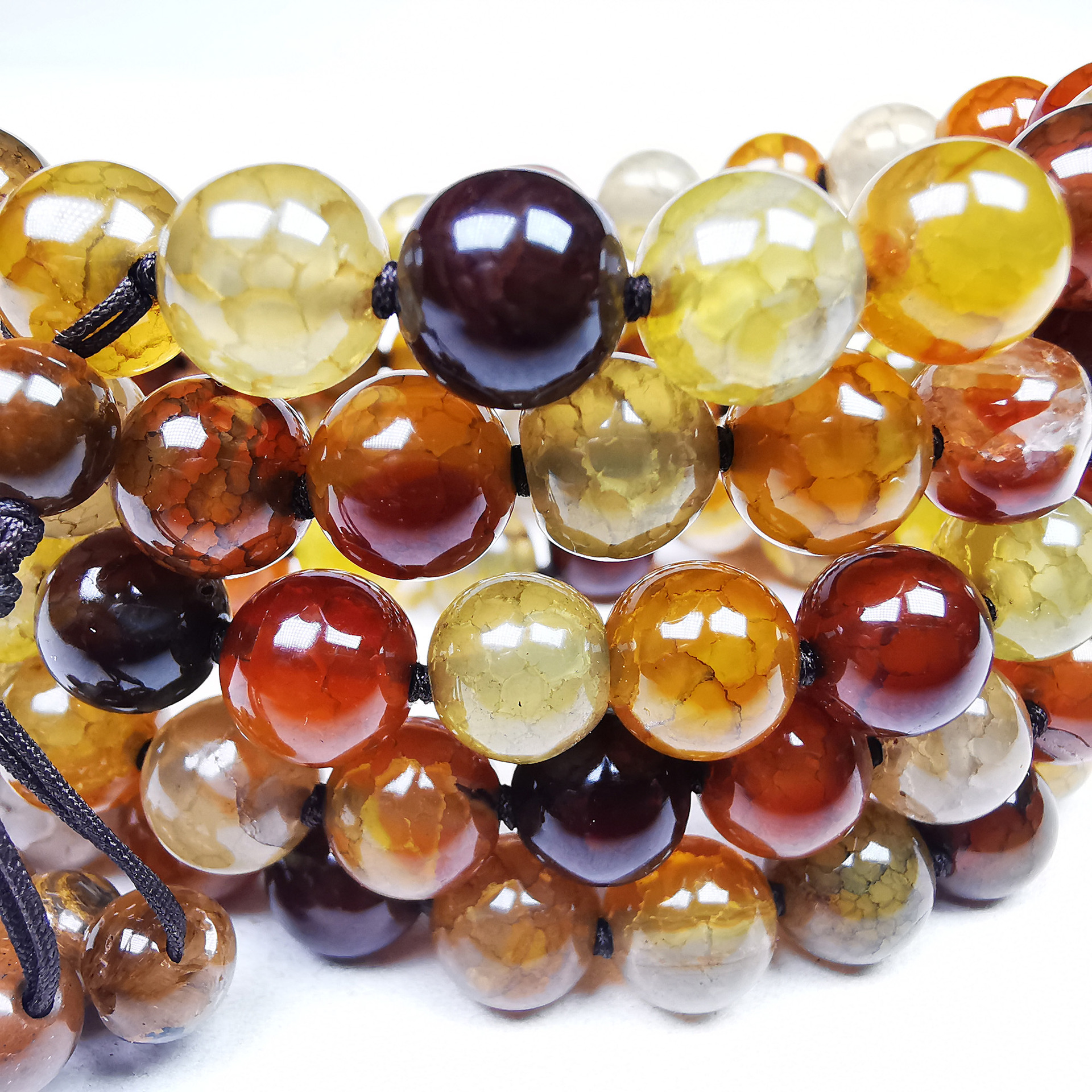 【爆款】冰裂玛瑙石项链108颗0.8cm1.0cm矿玉石佛珠手串时尚饰品