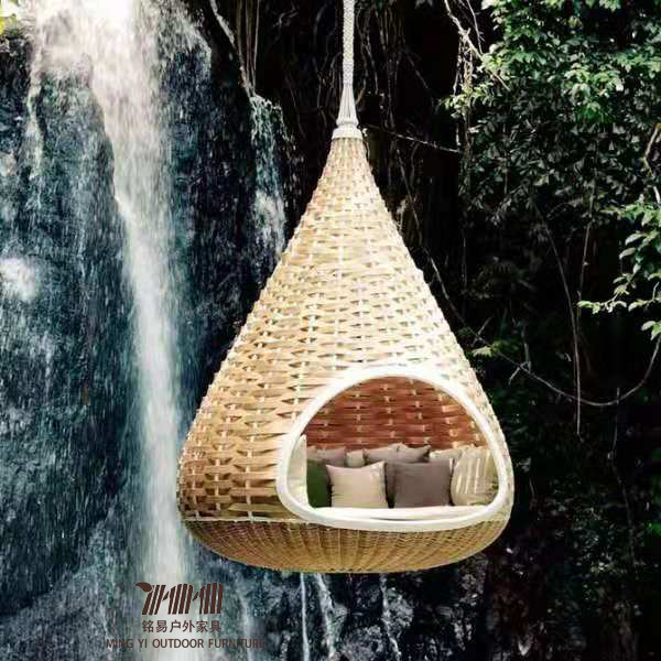 抖音鸟巢吊床度假山庄户外躺椅摇椅秋千吊篮创意午休藤编休闲床