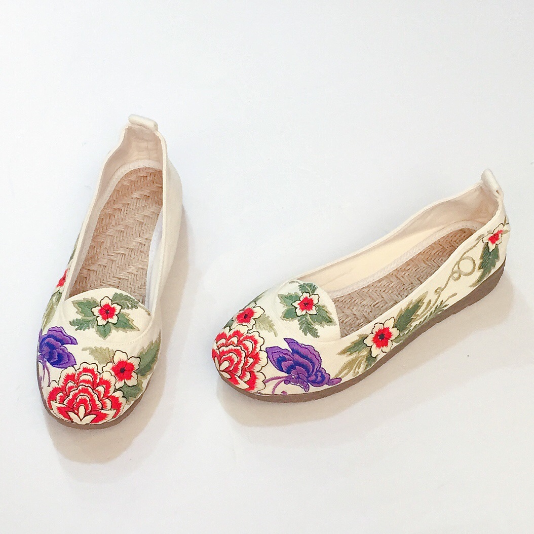 原版新款民族风绣花鞋棉麻刺绣花演出拍摄鞋民族风复古休闲绣花鞋