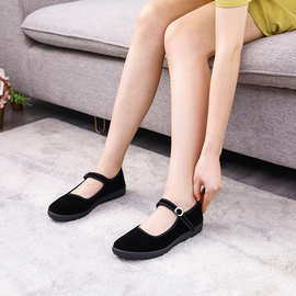 老北京布鞋女黑一带礼仪鞋酒店工作布鞋平底防滑批发黑布鞋舞蹈鞋