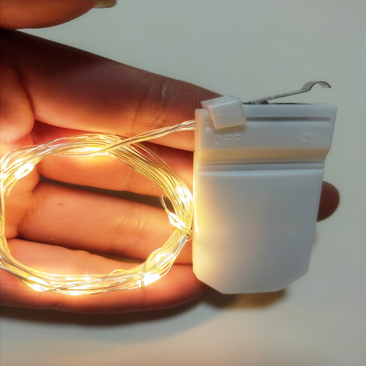 led铜线灯 1件代发纽扣电池灯礼盒装饰开盖自动亮铜线彩灯串