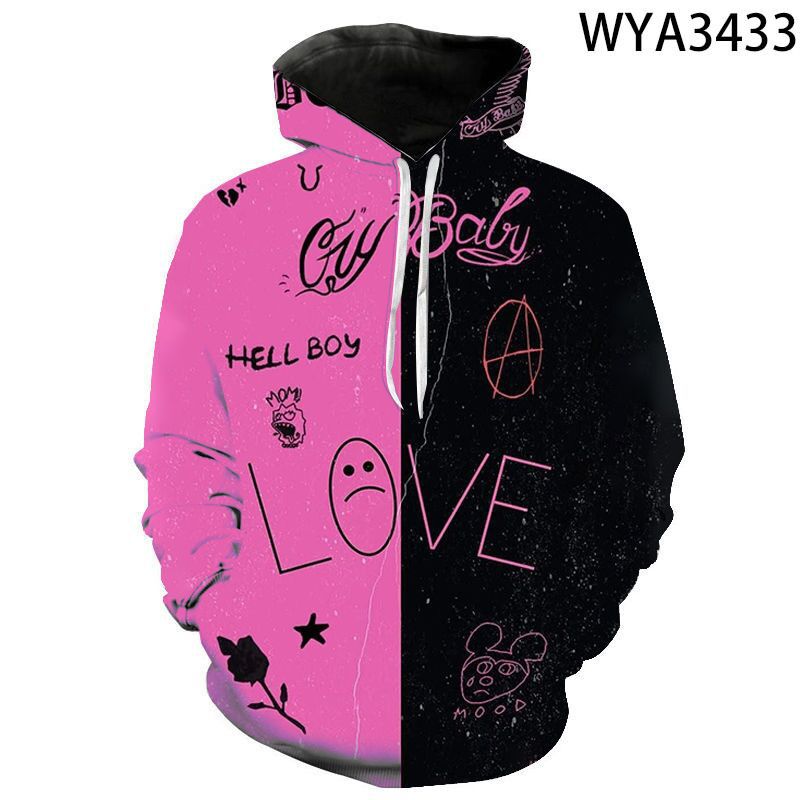 皮普 lil peep  3d数码印花连帽卫衣  可来图起订