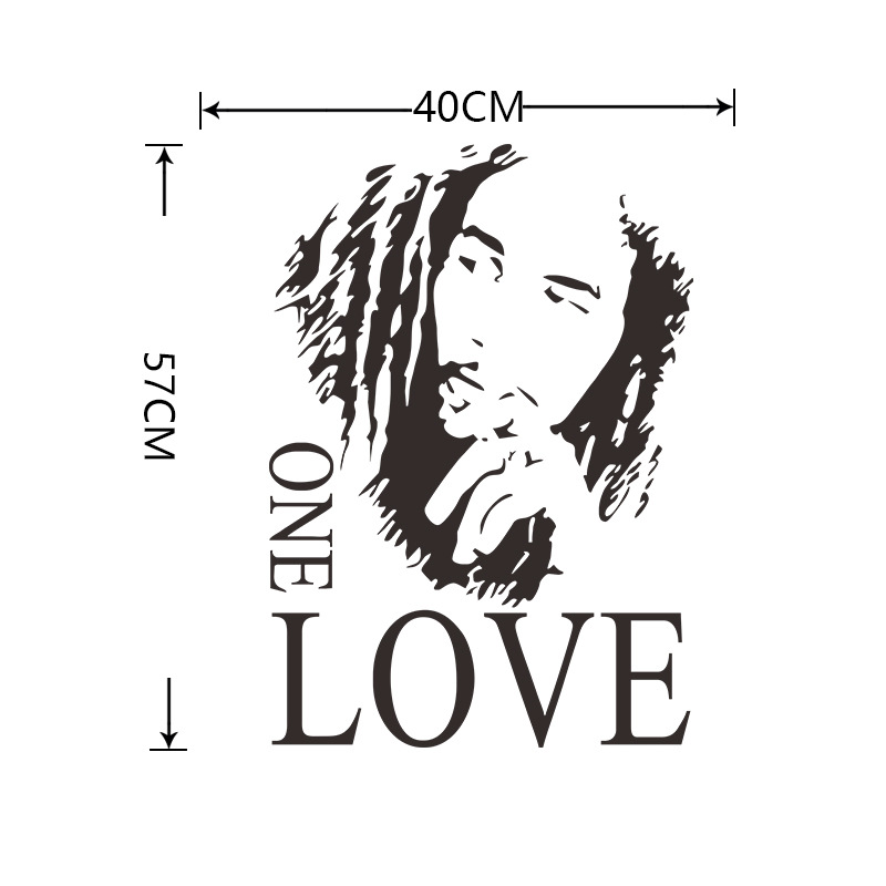 zy8143外贸英文箴言bob marley one love客厅卧室背景 可移除墙贴