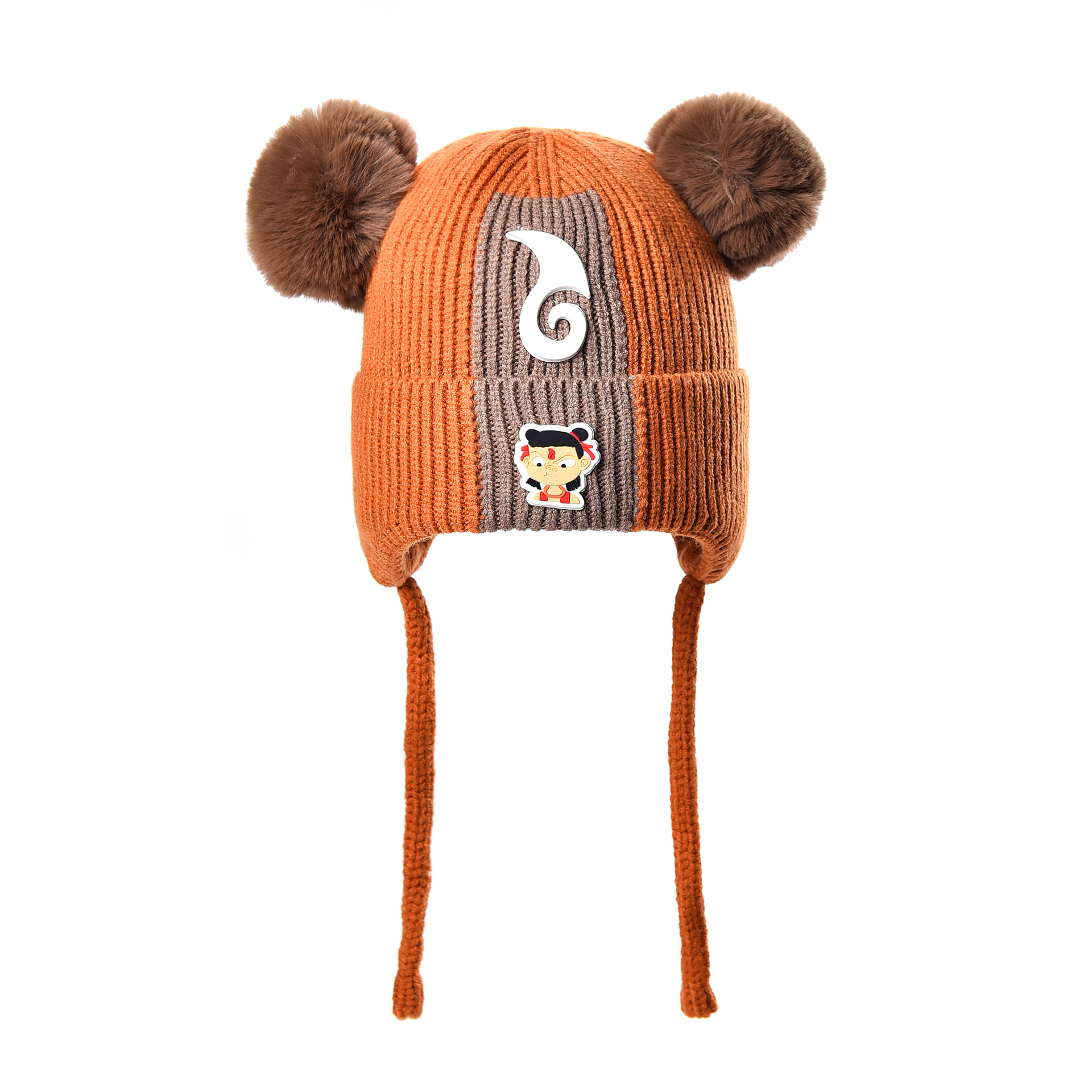 Autumn and Winter New Children's Knitted Hat Boys and Girls Earmuffs Hat Thickened Warm Hat Outdoor Hat Customization