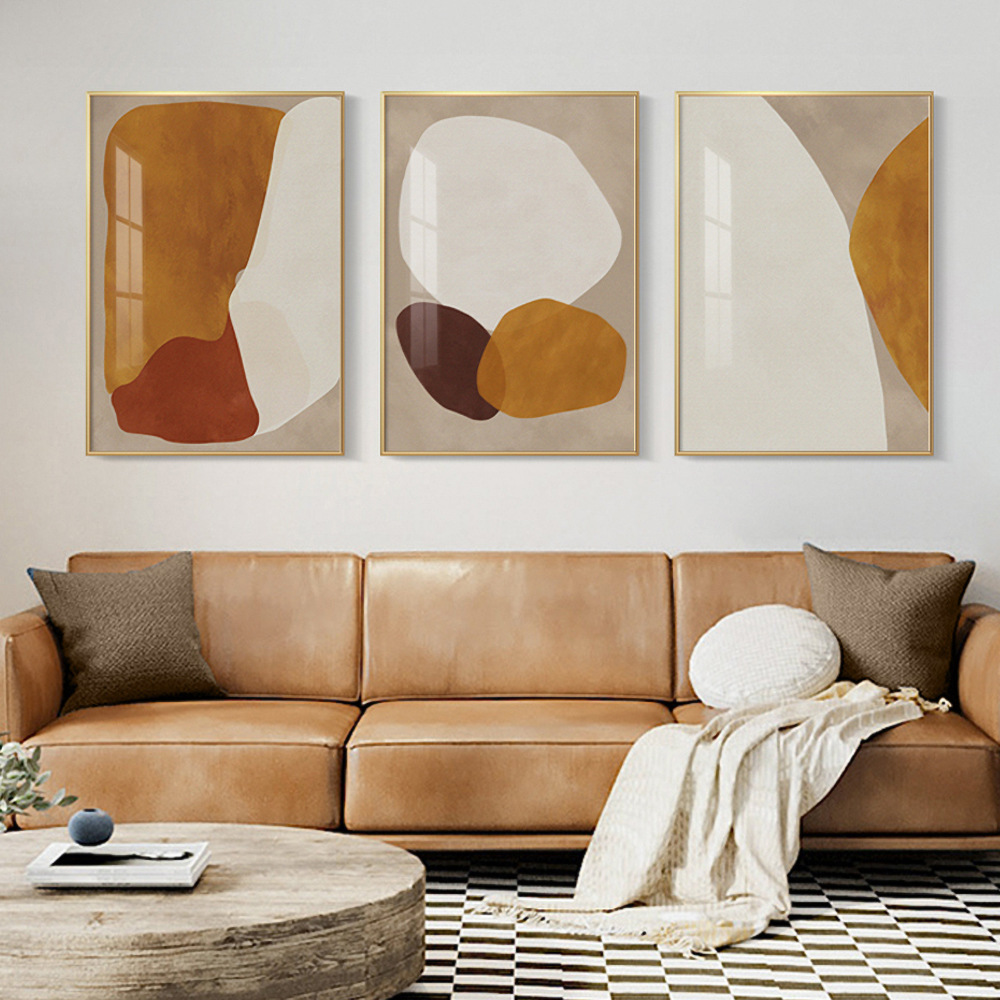 北欧风格客厅装饰画沙发背景墙壁画莫兰迪抽象挂画三联现代组合