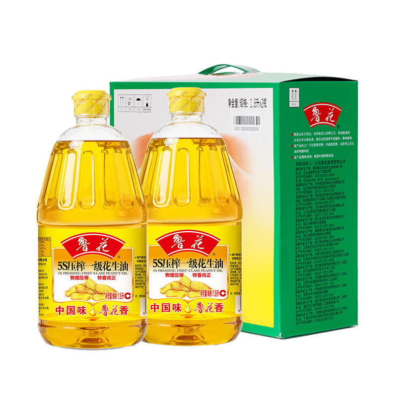 鲁花5s物理压榨花生油礼盒1.8l*2瓶食用油年货送礼团购-阿里巴巴