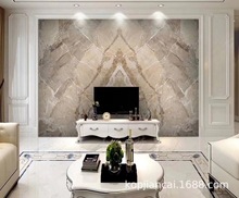 现代客厅沙发电视背景墙 高清山水石纹陶瓷大板 岩板背景墙