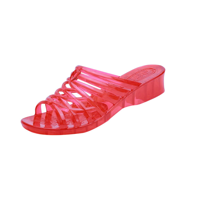 Crystal Sandals Women's Mid Heel Transparent Women's Summer Plastic Outdoor Slippers Home Wedge Platform Bathroom Sandals