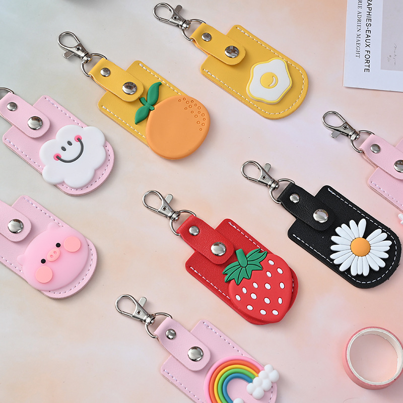 Cute Cartoon Pu Mini Community Access Card Cover Creative Portable Elevator Bus Induction Protective Case Keychain